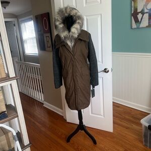 Vera Wang Brie Faux Fur Anorak Hooded Parka Winter Coat XL